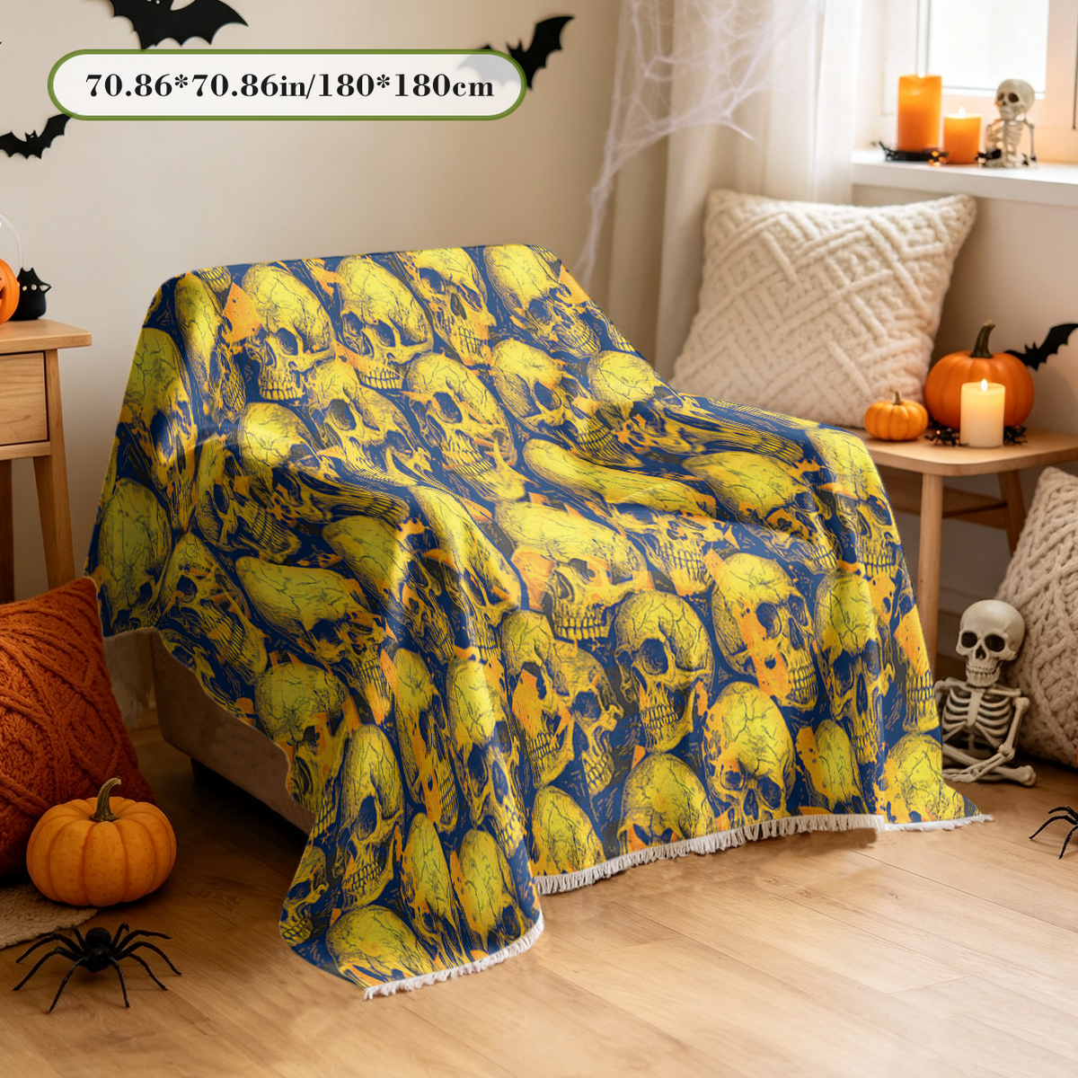 Skull Collection Halloween Sofa Cover Vintage Skull Set Gothic Couch Cover
