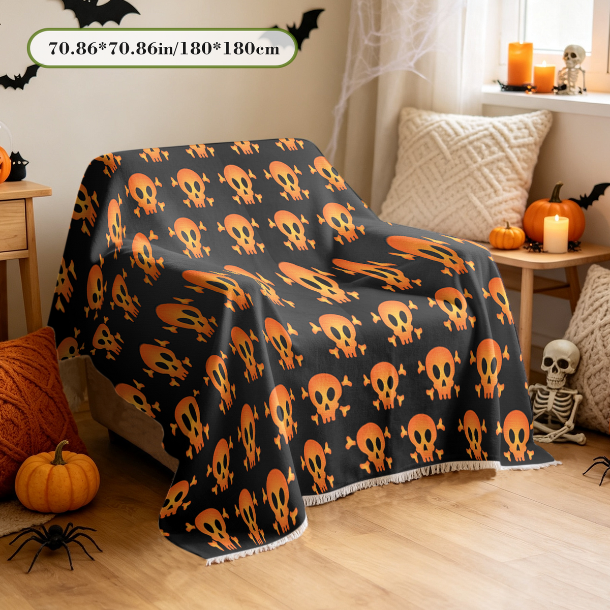 Stretch Full Cover Halloween Sofa Cover Slipcover Elastic Fit Spooky Couch Cover