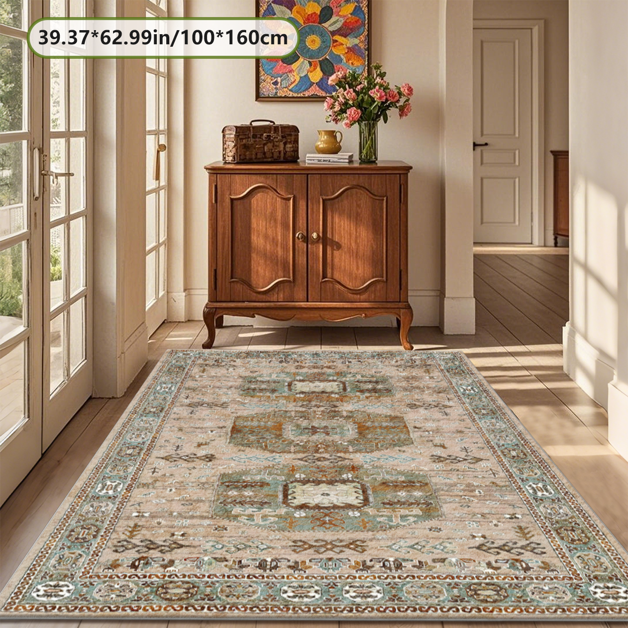 Farmhouse Vintage Living Room Rug Washable Carpet