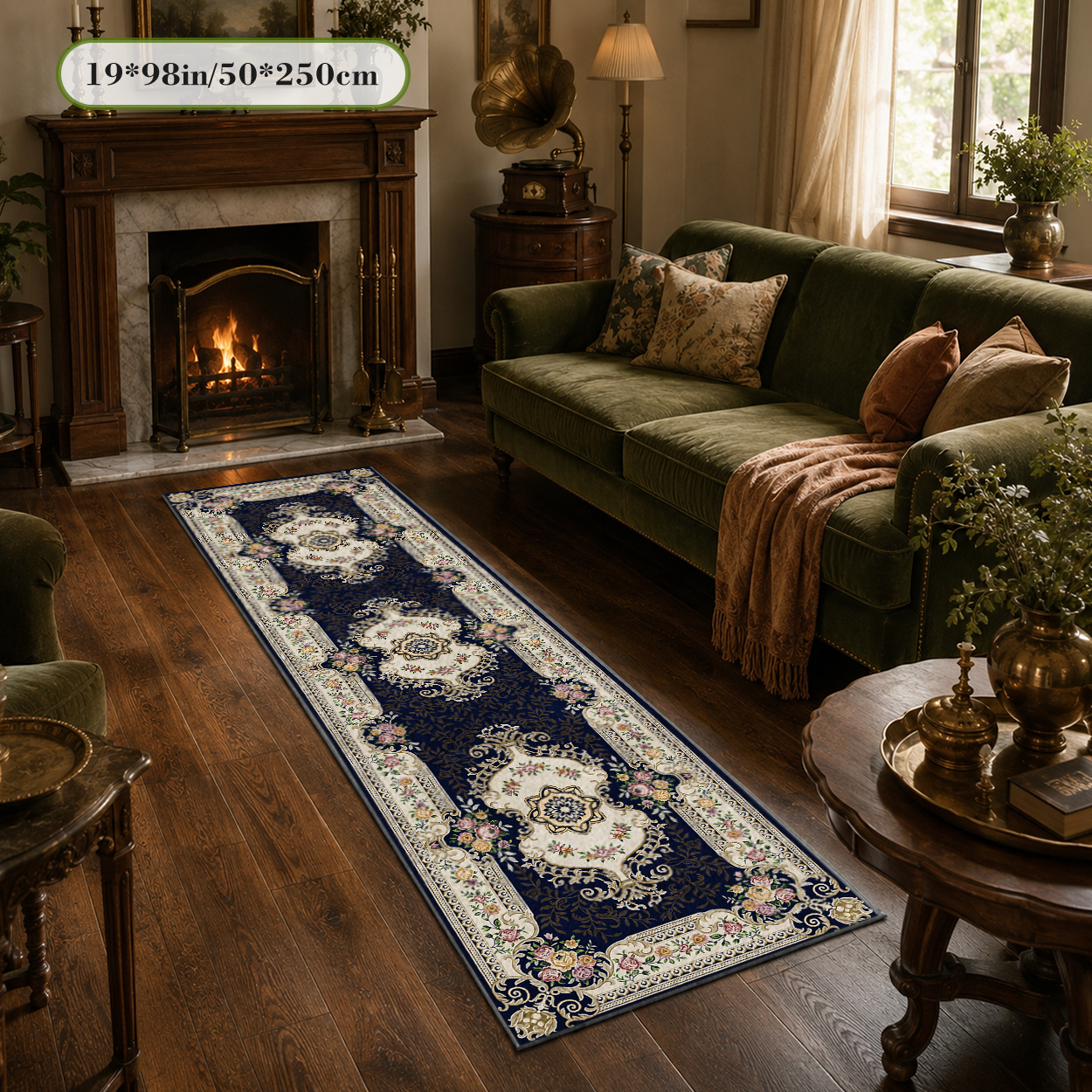 Chinese Imperial Style  Runner Rug Non Shed Woven Hallway Decor Carpet