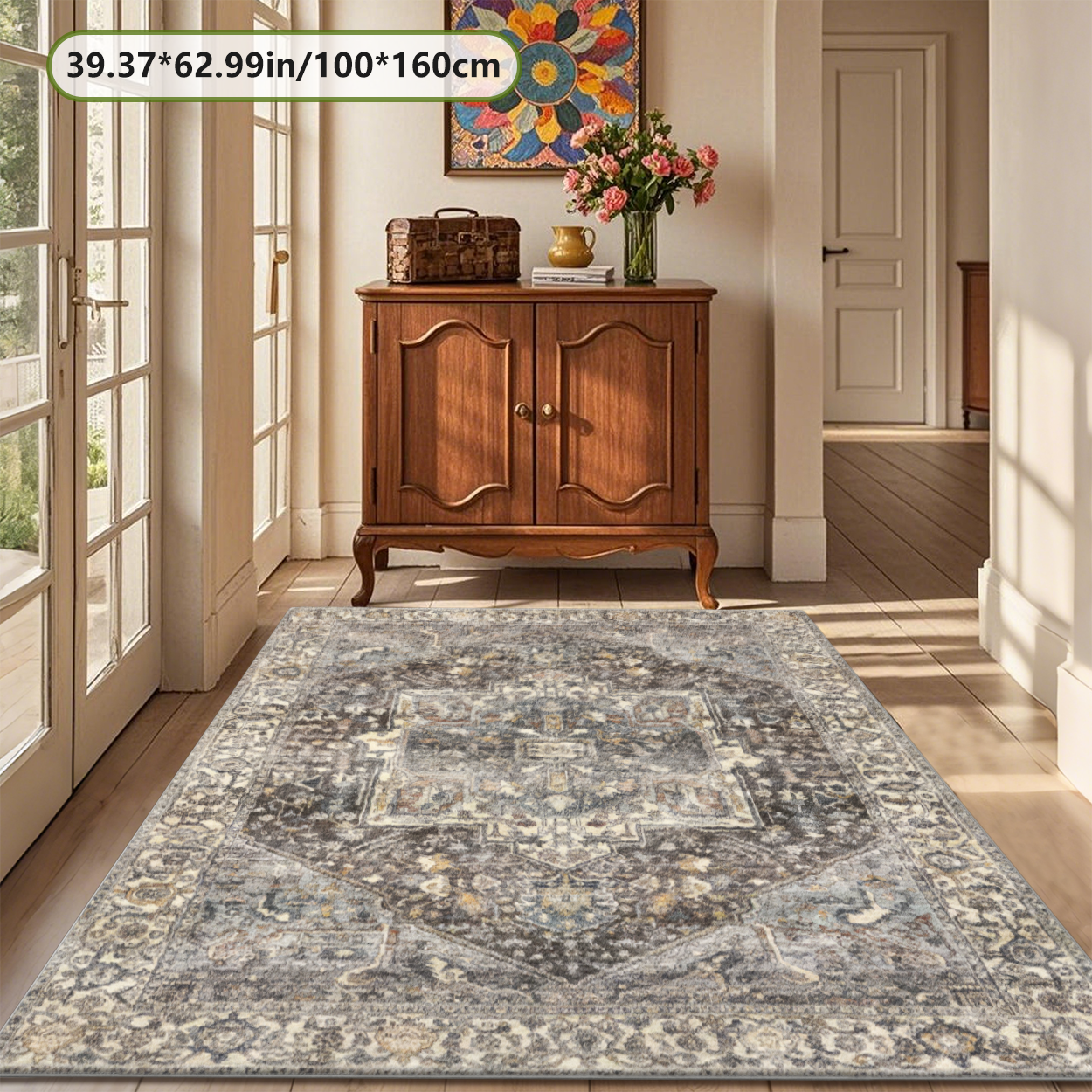 Living Room Rug Pet Safe Low Pile Decor Carpet