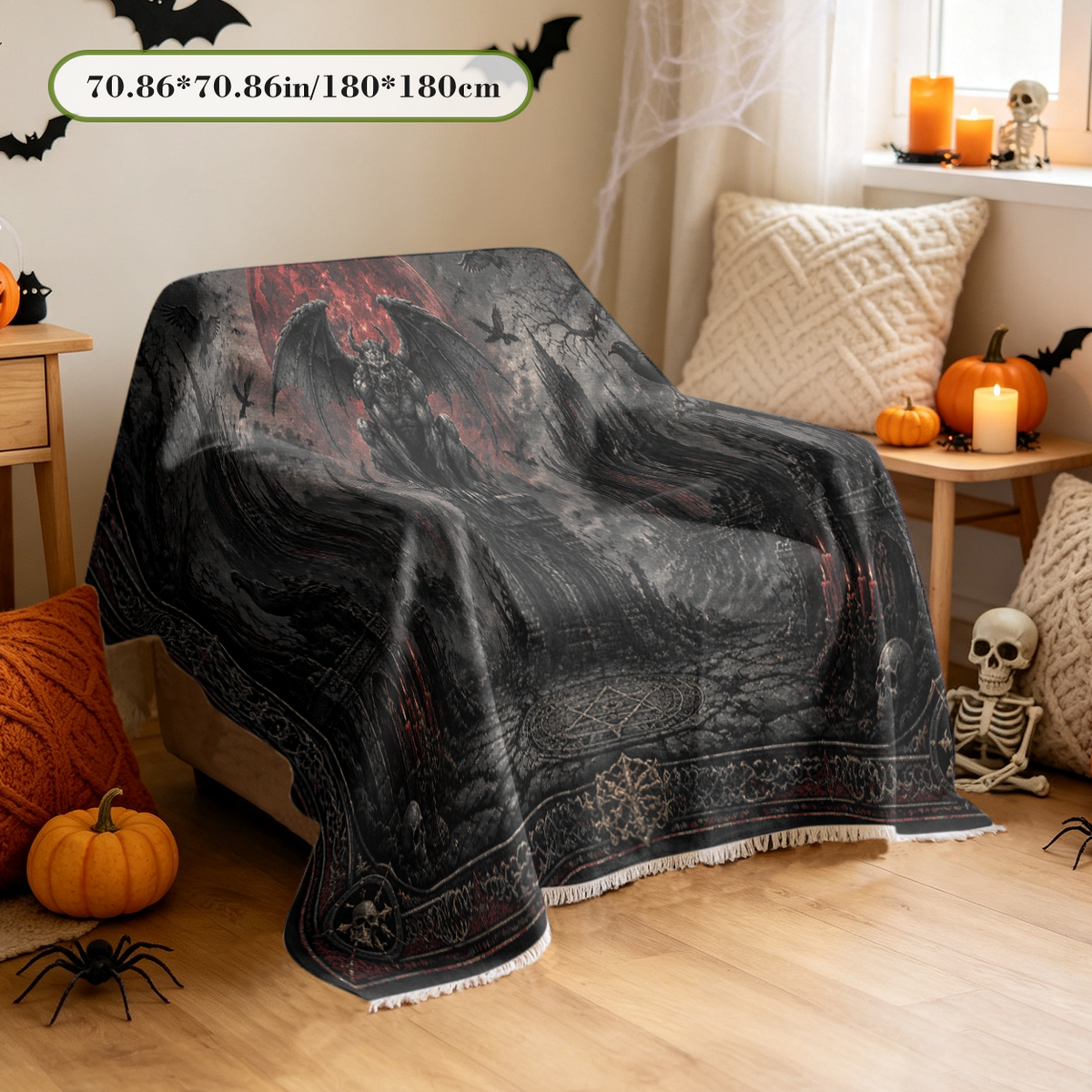 3D Halloween Sofa Cover Realistic Spooky Effect Couch Slipcover Protector