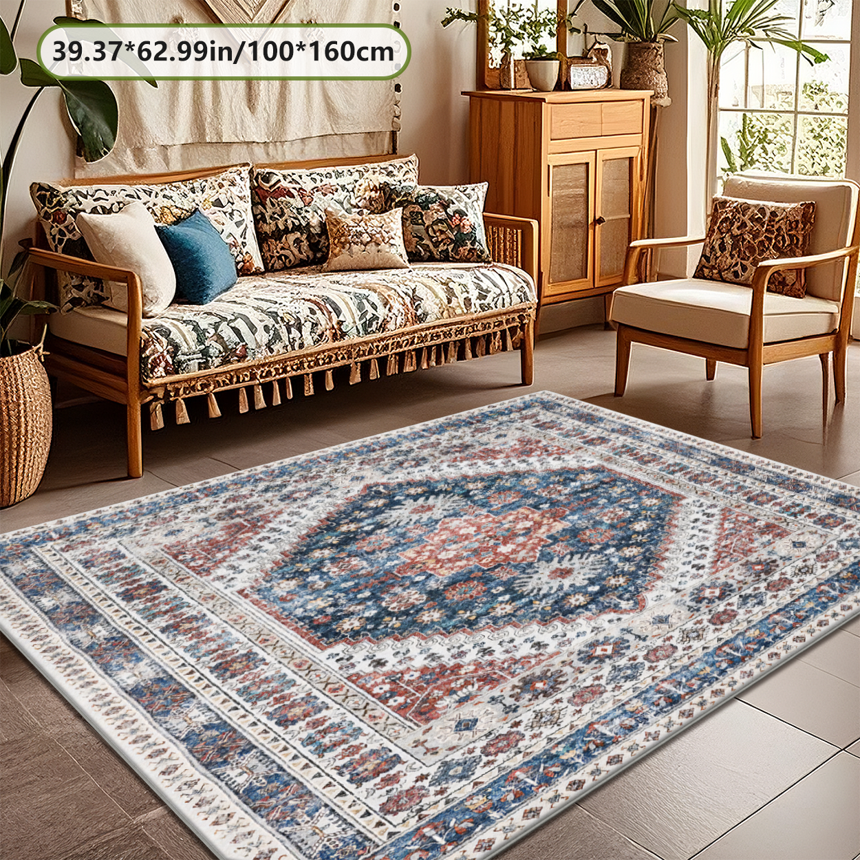 Light Sage Living Room Area Rug Low Profile Non Slip Sofa Carpet