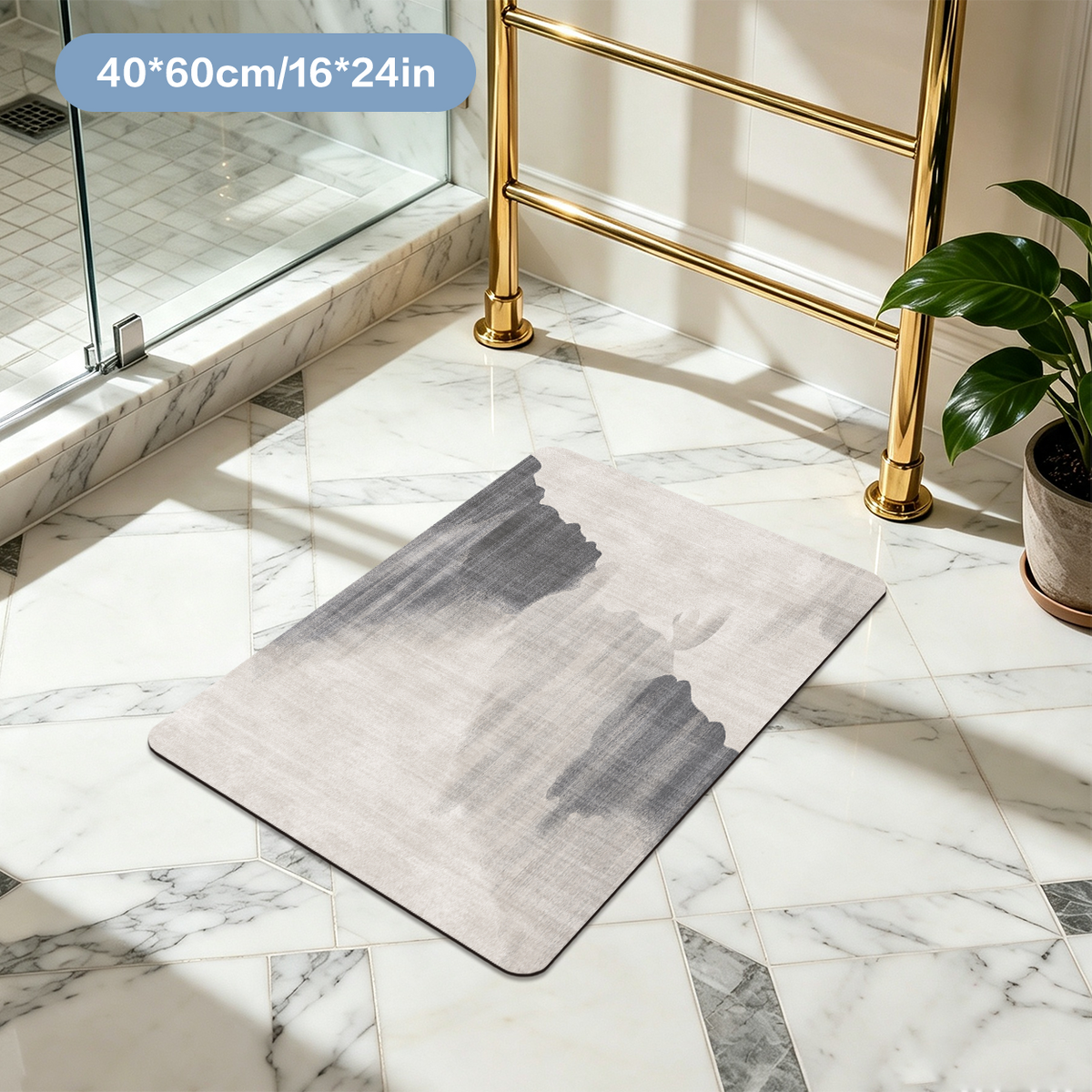Low Profile Thin Bath Mat Door Friendly Slim Bathroom Floor Mat