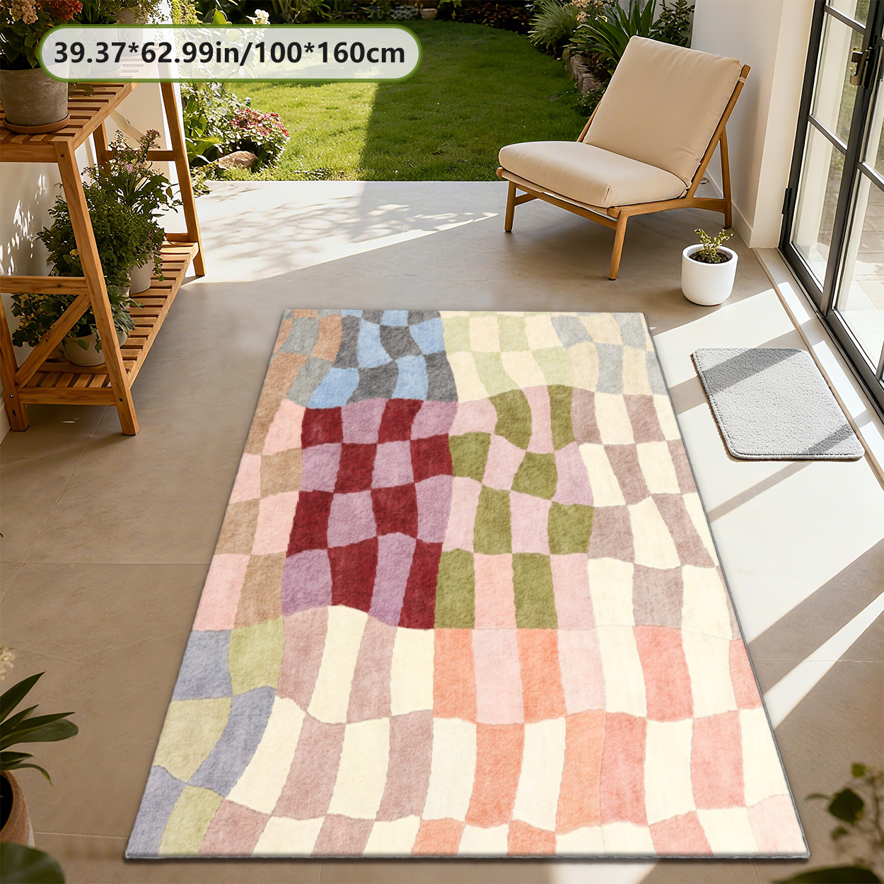 Scandinavian Minimalist Living Room Rug Breathable Thin Carpet