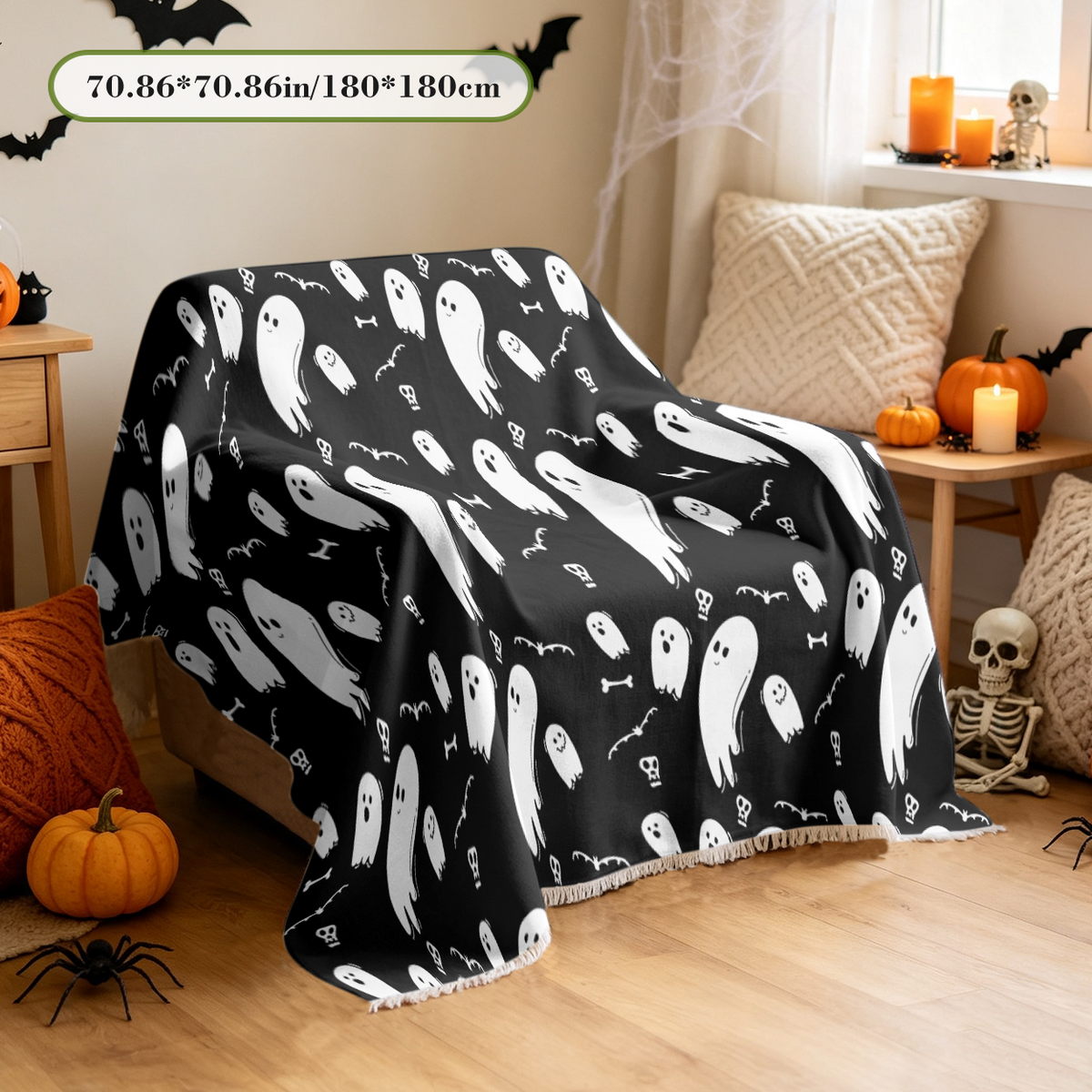 Halloween Ghost Sofa Cover Cute Spooky Ghost Boo Couch Slipcover Decor