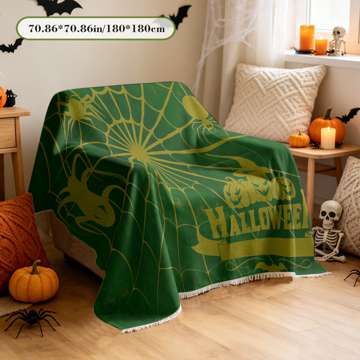 Custom Halloween Sofa Cover Personalized Spooky Design Couch Slipcover