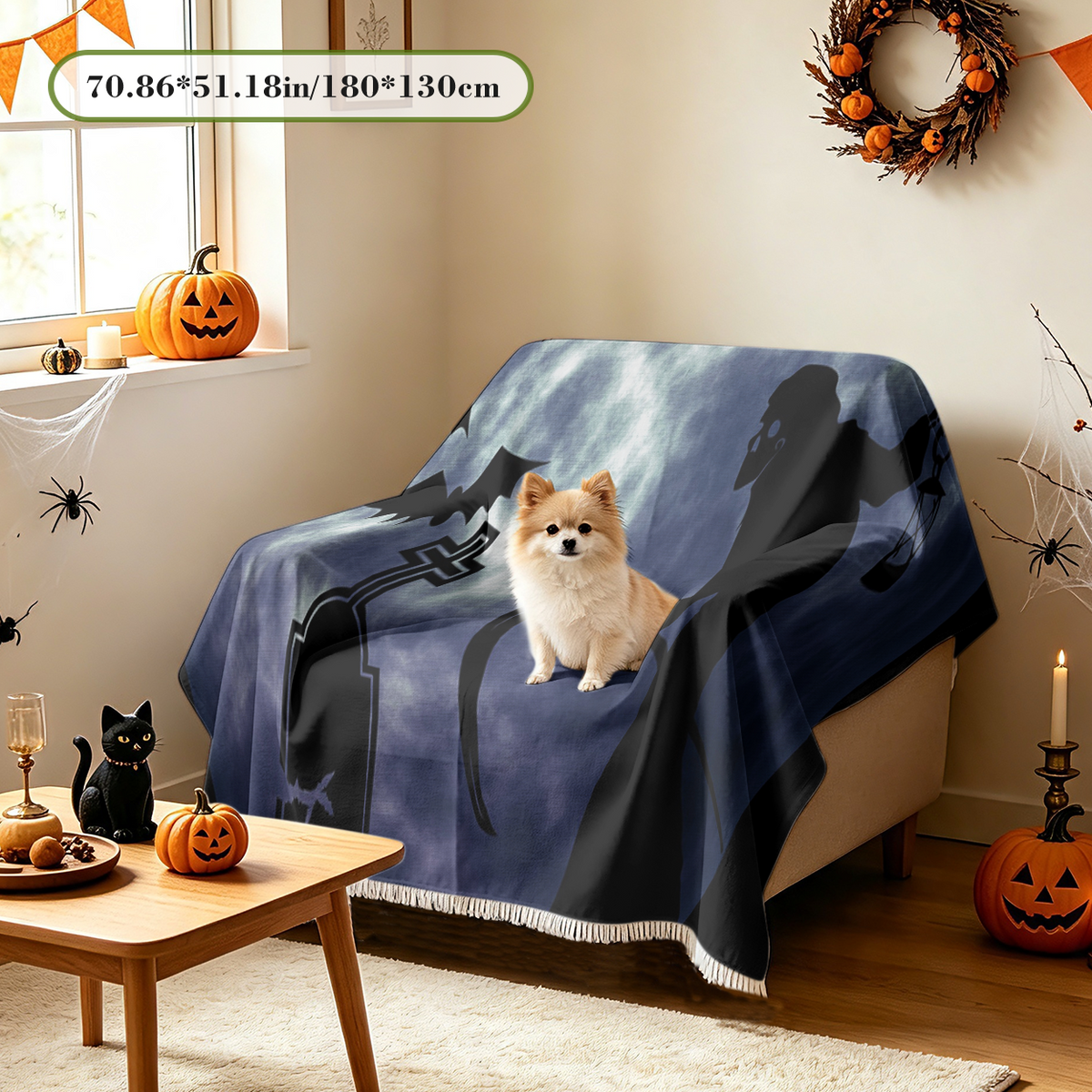 Halloween Bat Sofa Cover Flying Bats Night Sky Couch Slipcover Protector