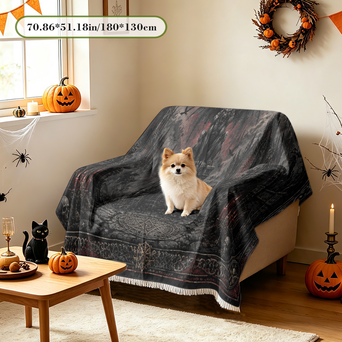 3D Halloween Sofa Cover Realistic Spooky Effect Couch Slipcover Protector