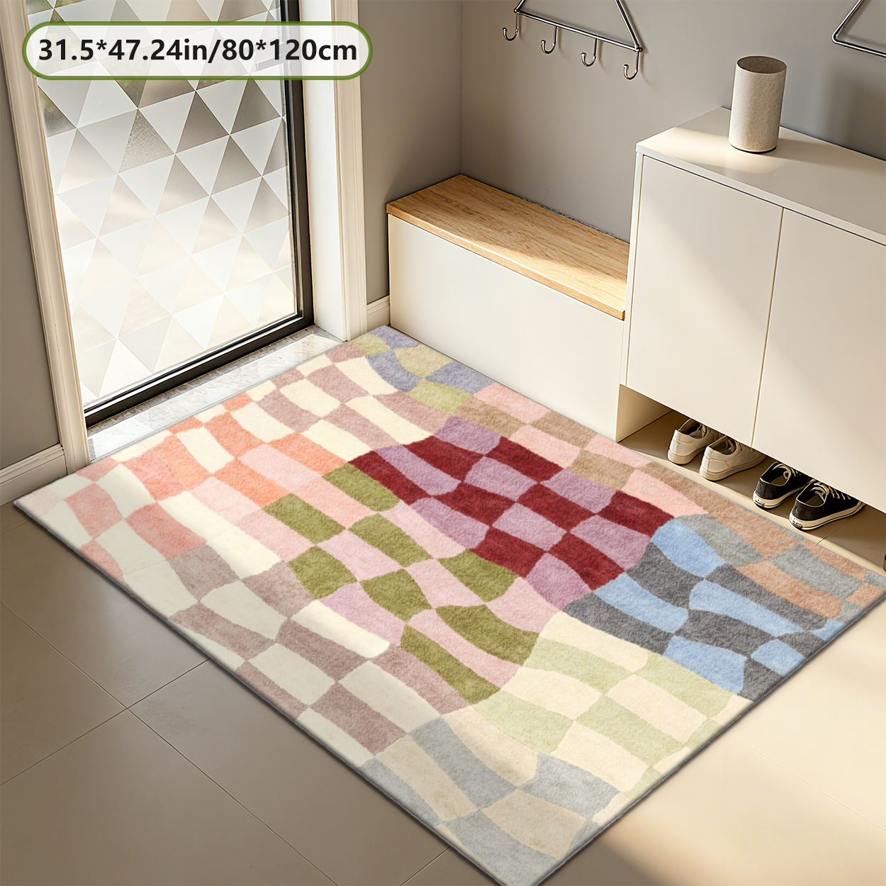 Scandinavian Minimalist Living Room Rug Breathable Thin Carpet