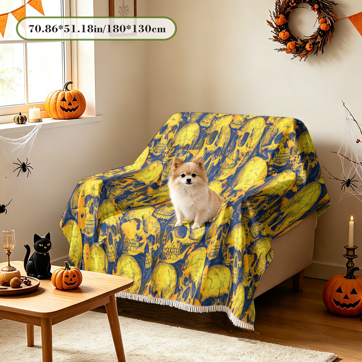 Skull Collection Halloween Sofa Cover Vintage Skull Set Gothic Couch Cover