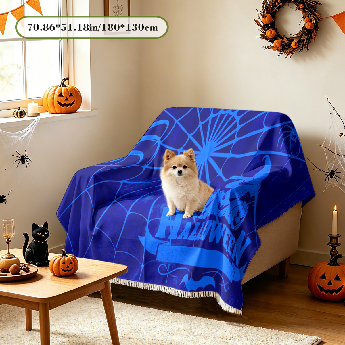 Stretch Halloween Sofa Cover Slipcover Elastic Fit Spooky Couch Cover