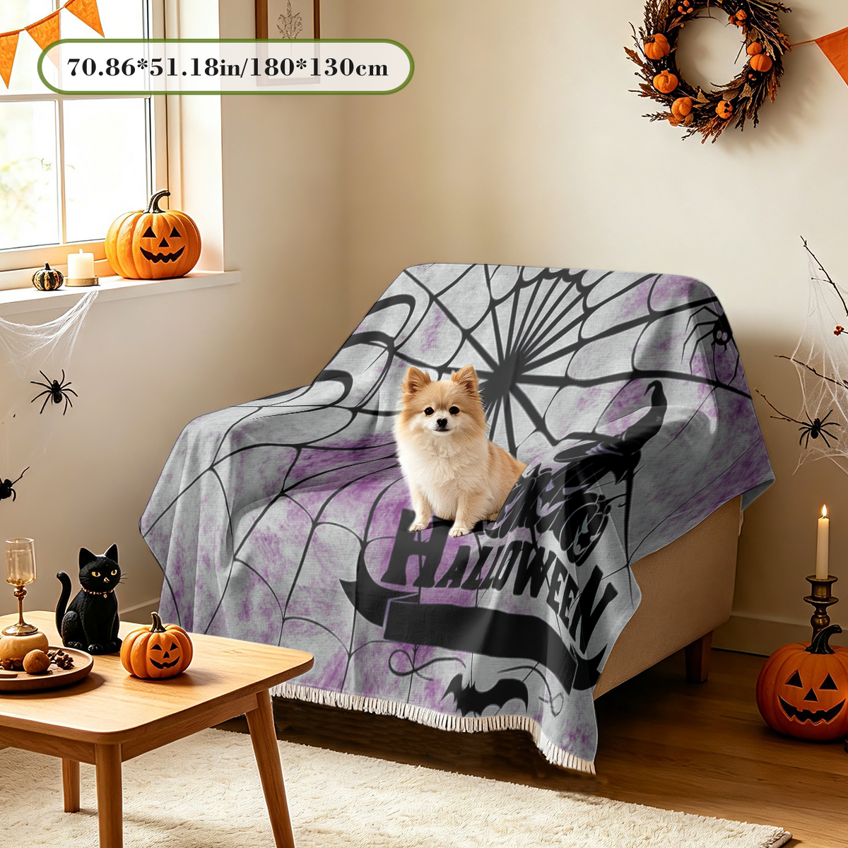 Halloween Spider Web Sofa Cover Cobweb Creepy Spooky Couch Slipcover