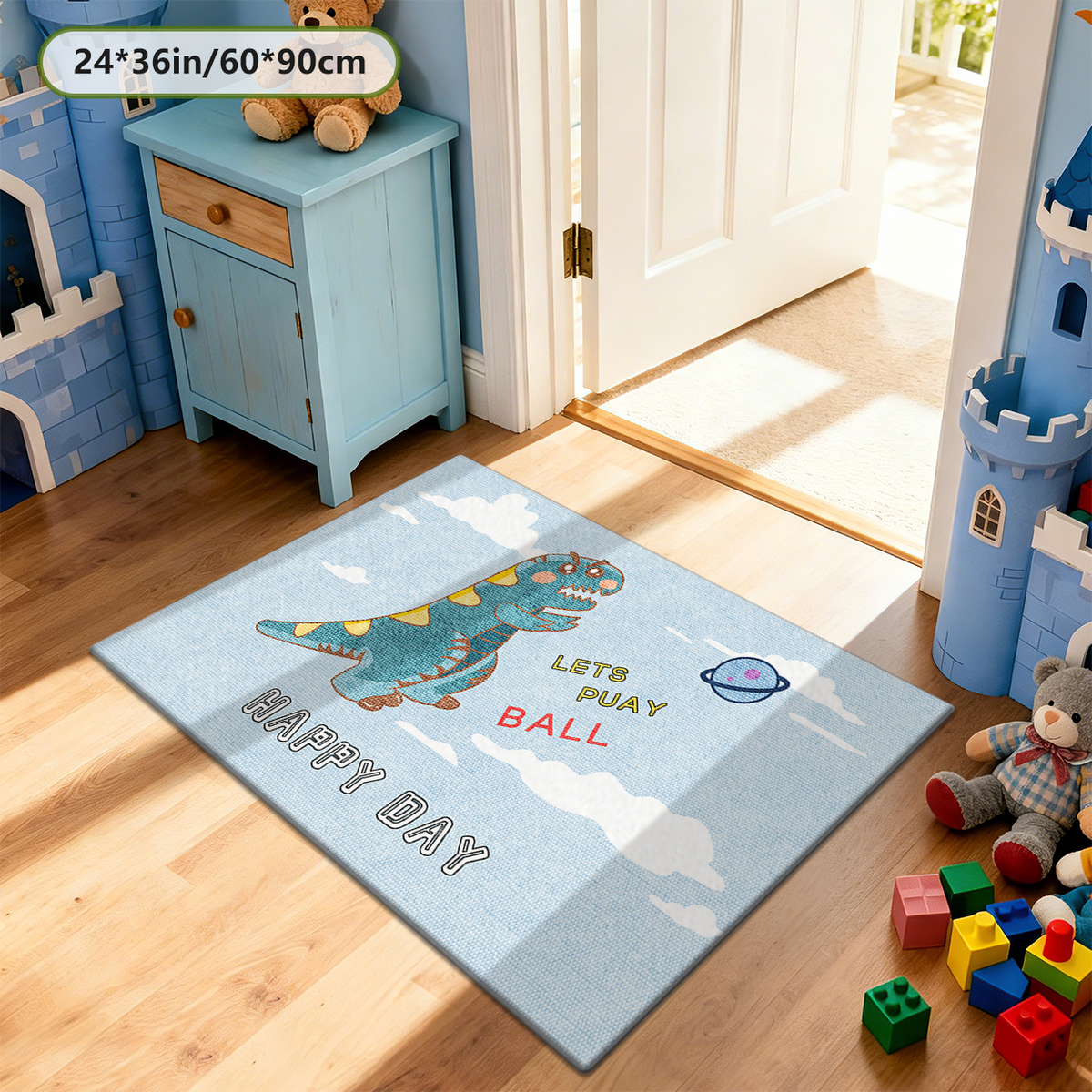 Dinosaur Theme Kids Bedroom Rug for Boys