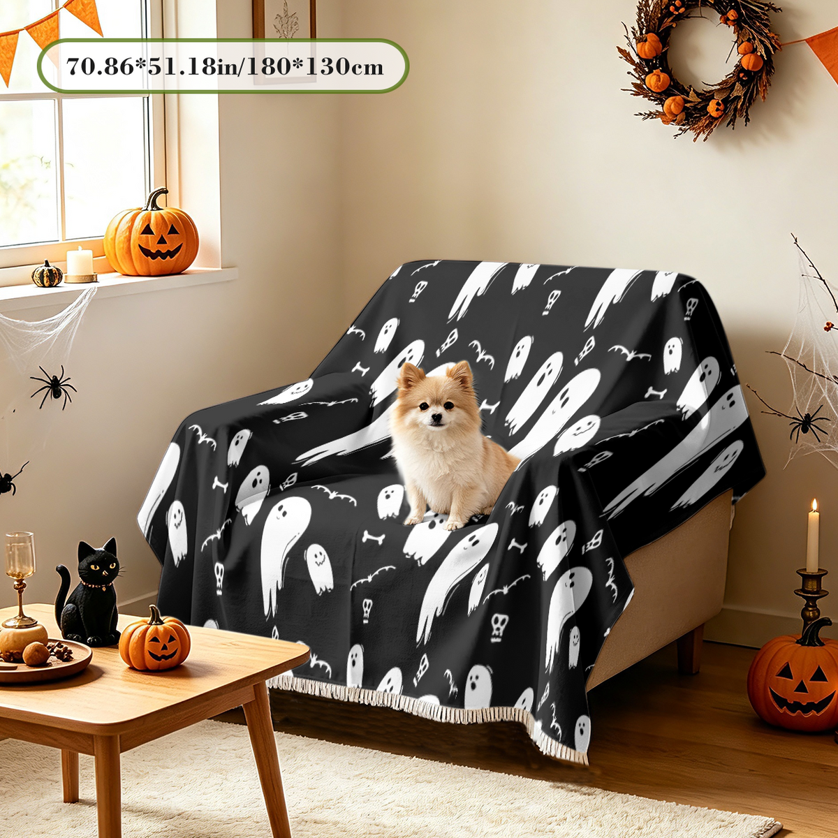 Halloween Ghost Sofa Cover Cute Spooky Ghost Boo Couch Slipcover Decor