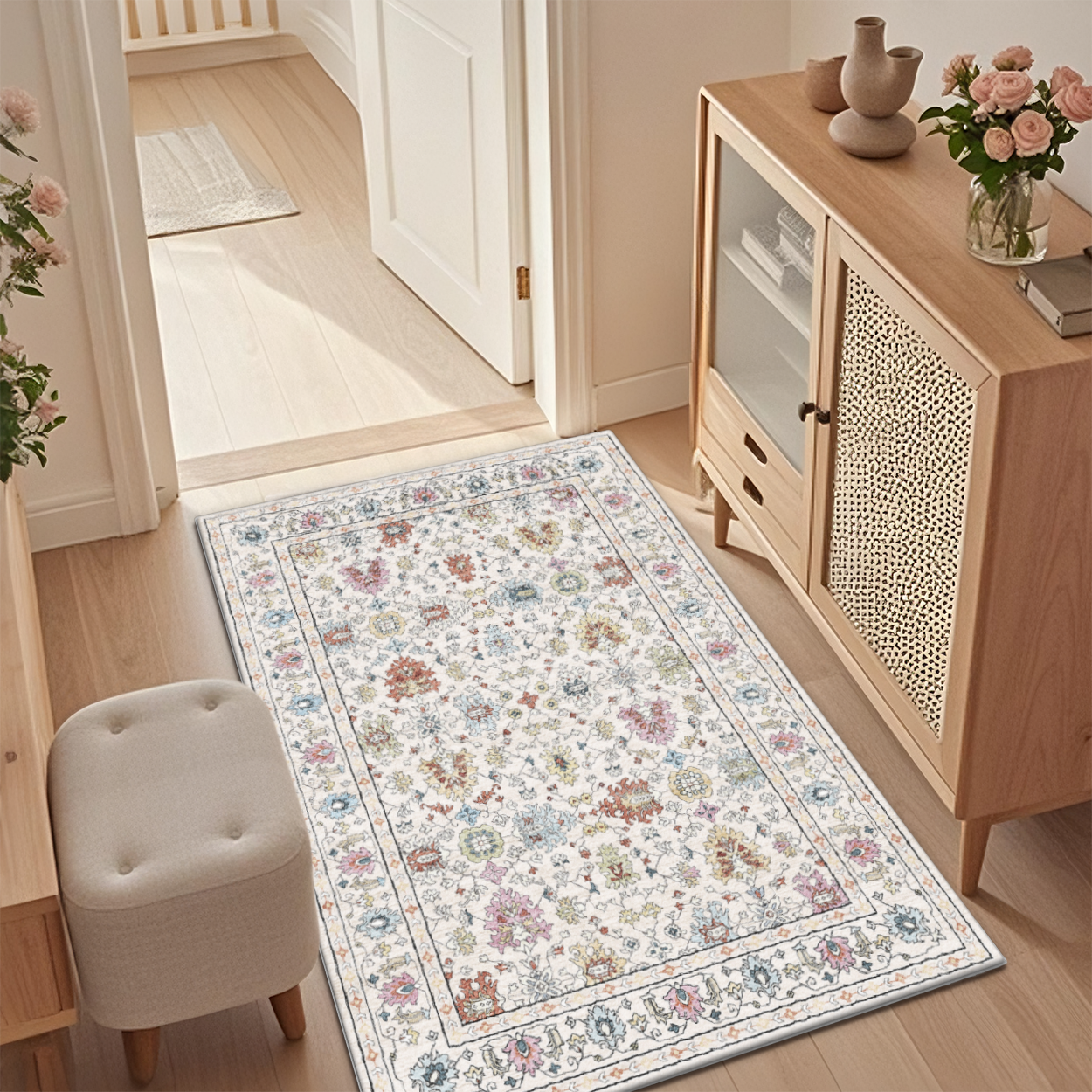 Low Pile Neutral Carpet Pet Friendly Easy Clean Area Rug