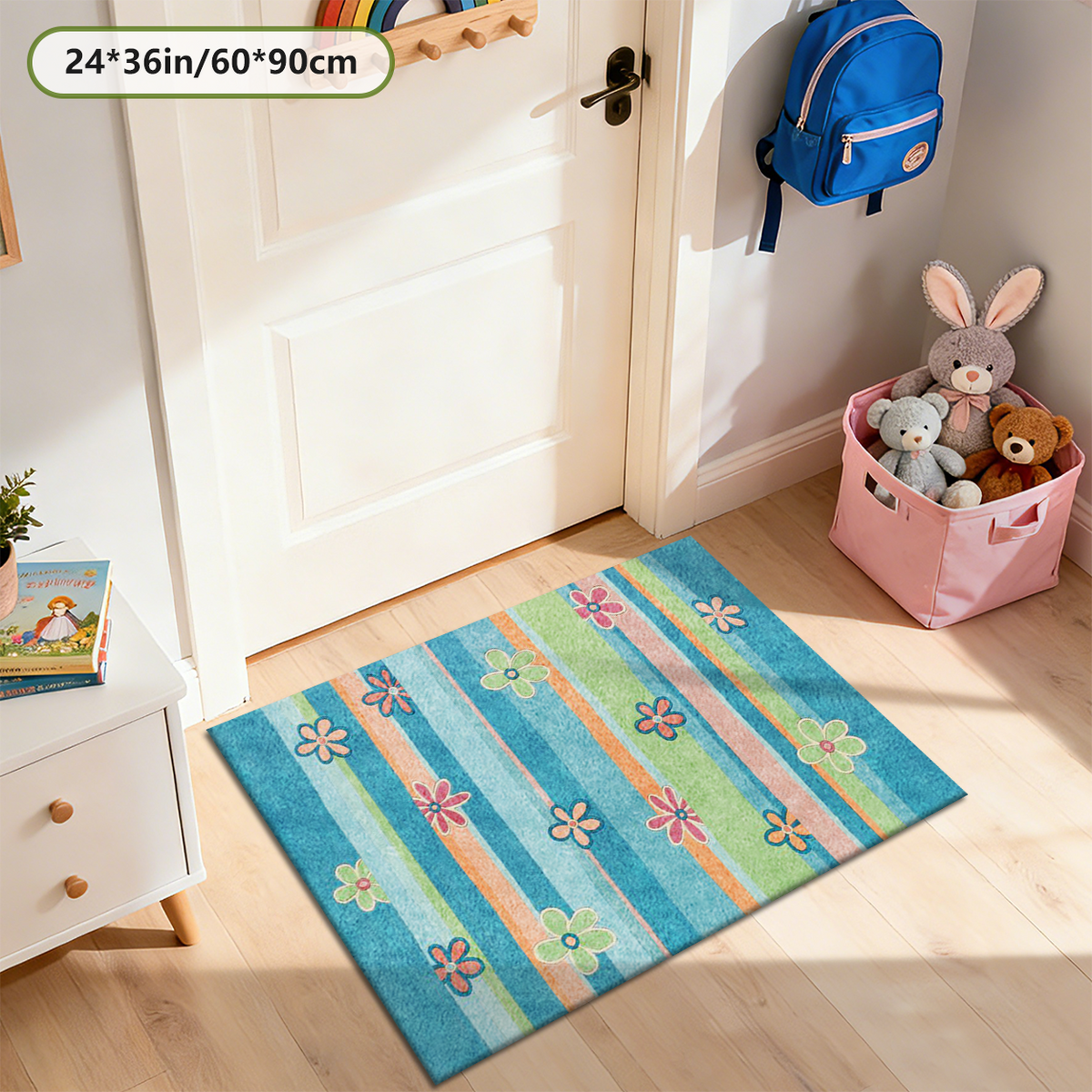 Washable Animal Print Nursery Rug for Baby Room