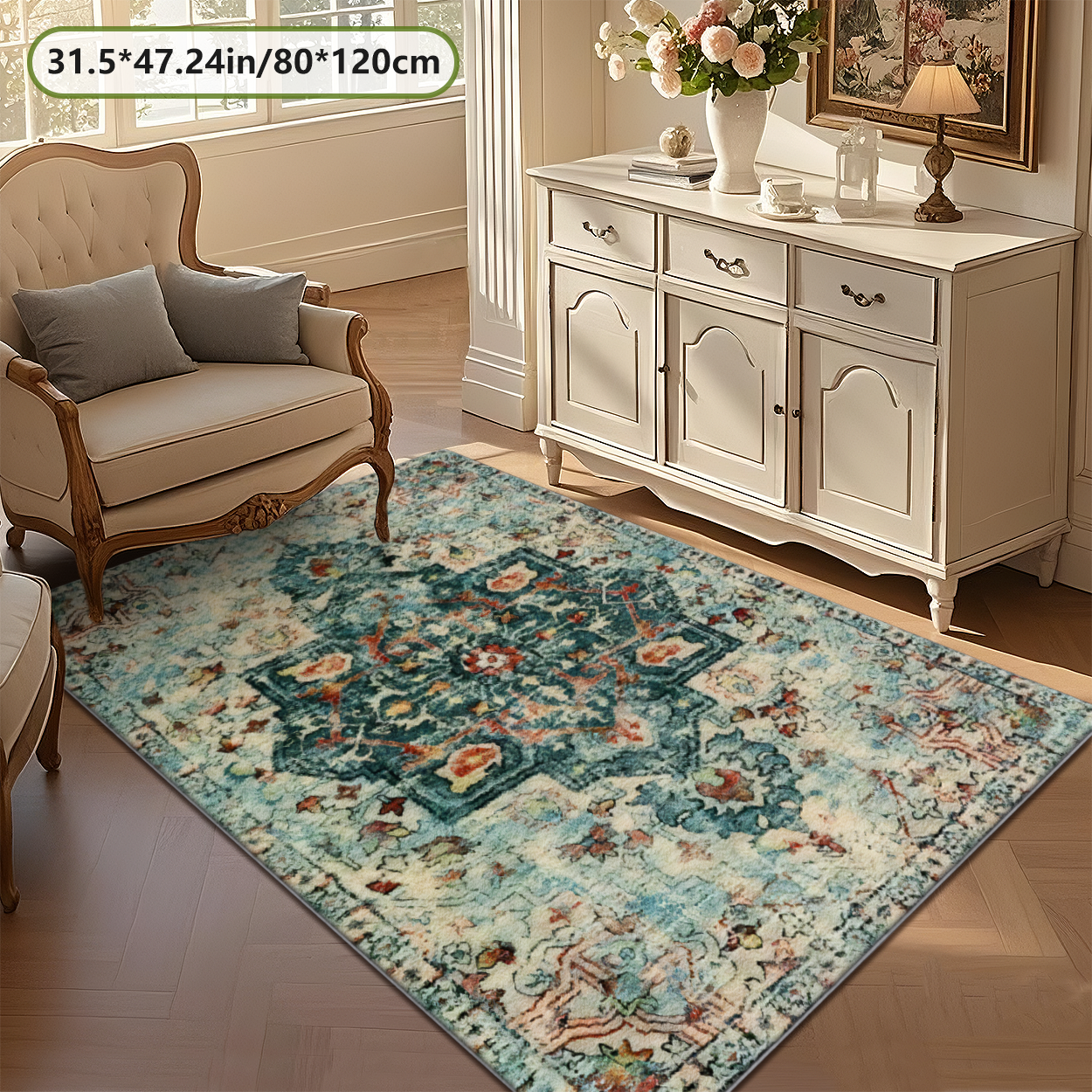 Modern Living Room Rug Shiny Easy Clean Carpet