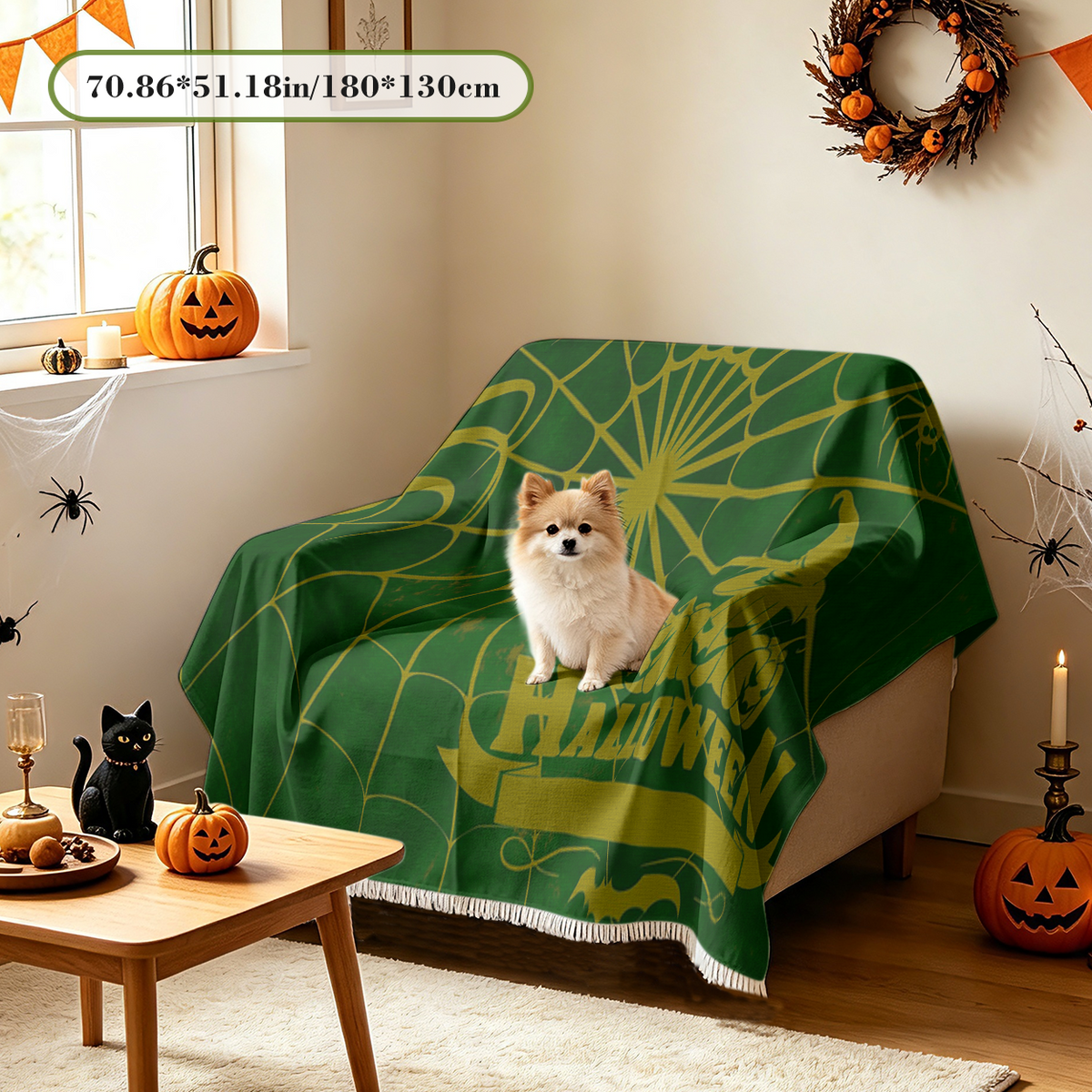 Custom Halloween Sofa Cover Personalized Spooky Design Couch Slipcover