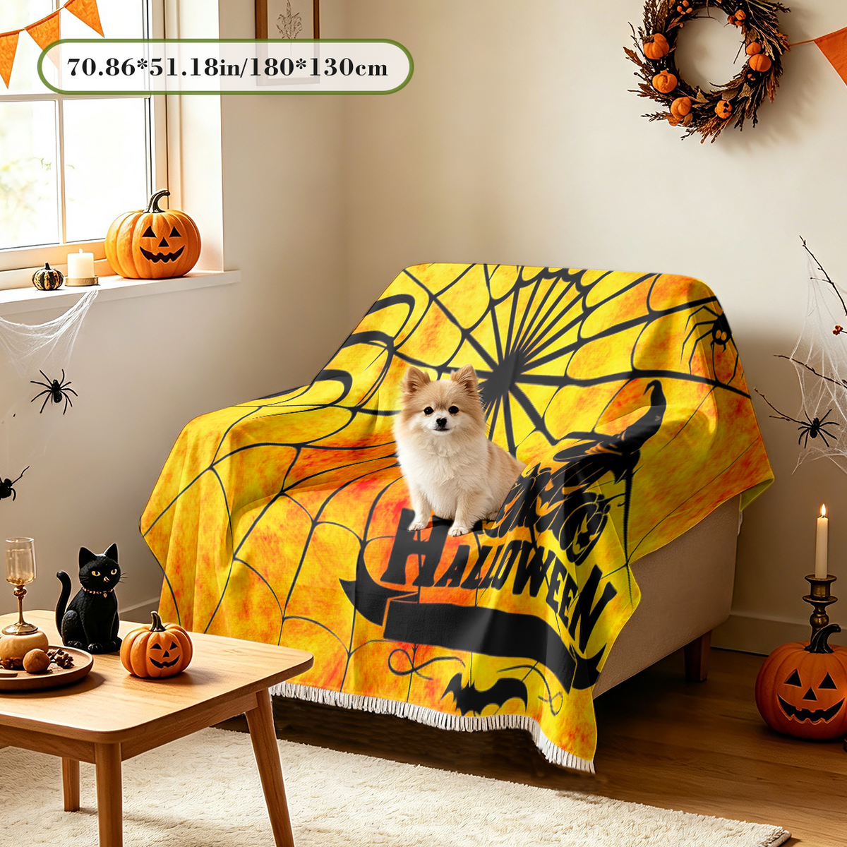 Halloween Orange Black Sofa Cover Classic Halloween Colors Couch Slipcover