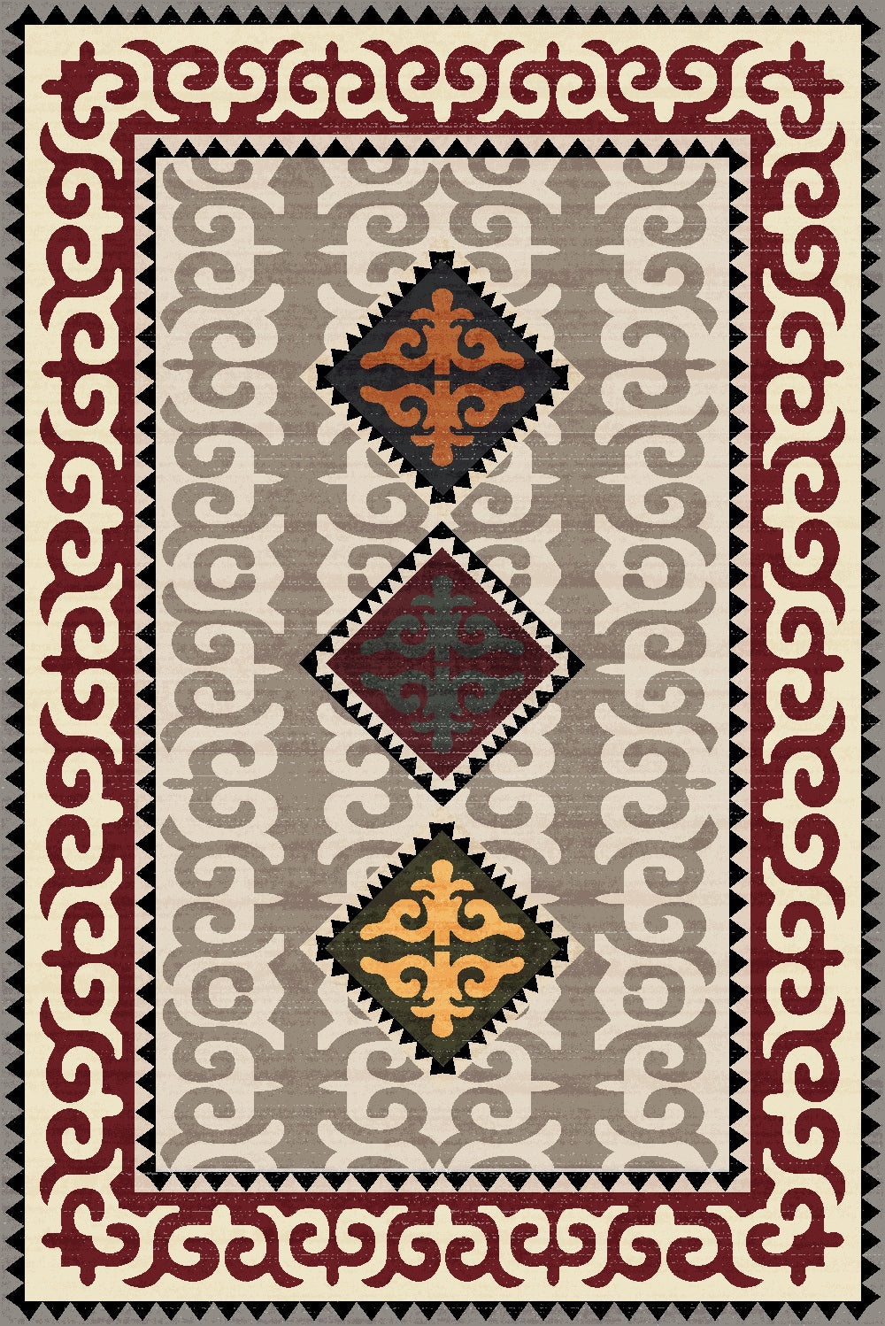 Mid Century Modern Geometric Living Room Rug Neutral Tone Indoor Carpet