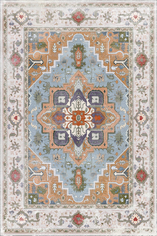 Large Cream Floral Living Room Rug Fade Resistant Indoor Area Carpet