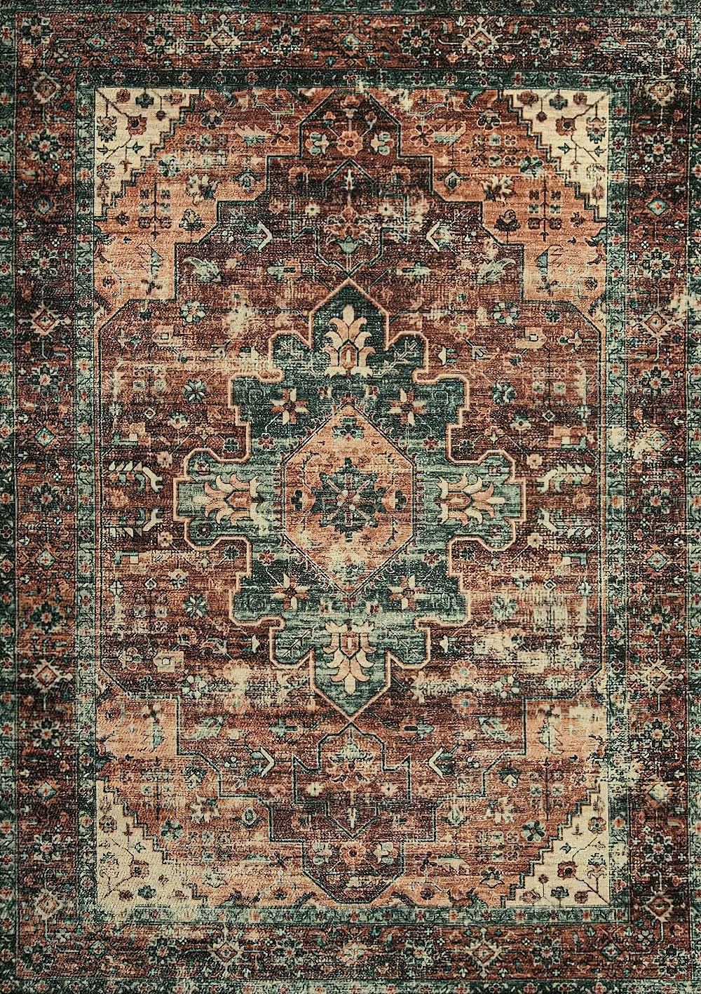 Rust Terracotta Boho Living Room Rug Warm Tone Carpet