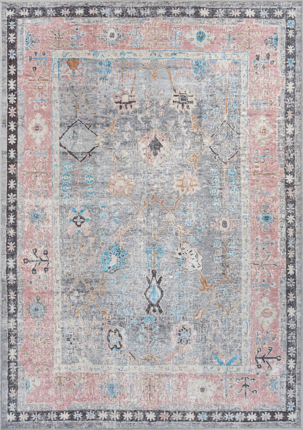 Boho Vintage Living Room Area Rug Stain Resistant Floor Carpet