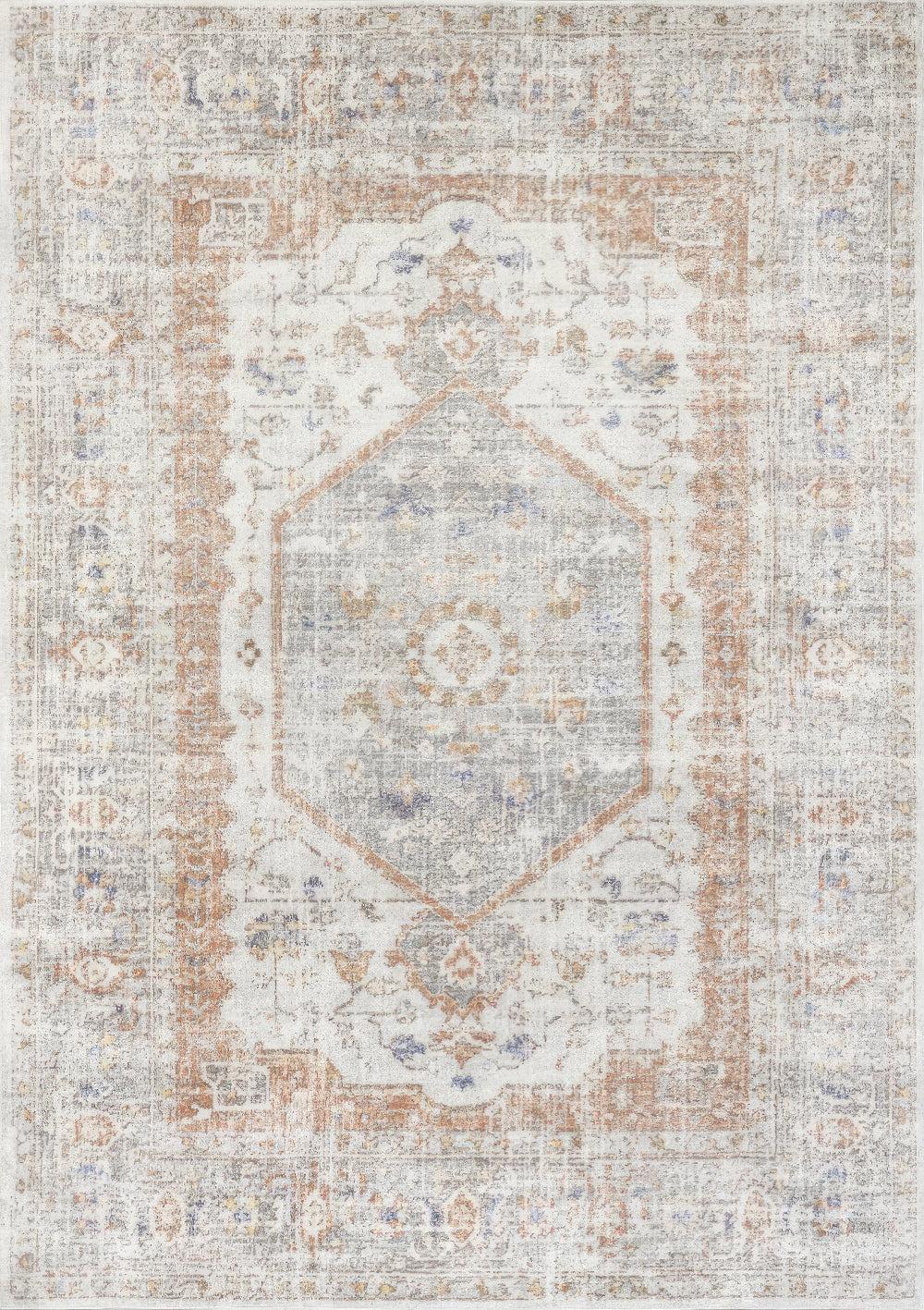 Vintage European Floral Living Room Rug Washable Fade Resistant Carpet