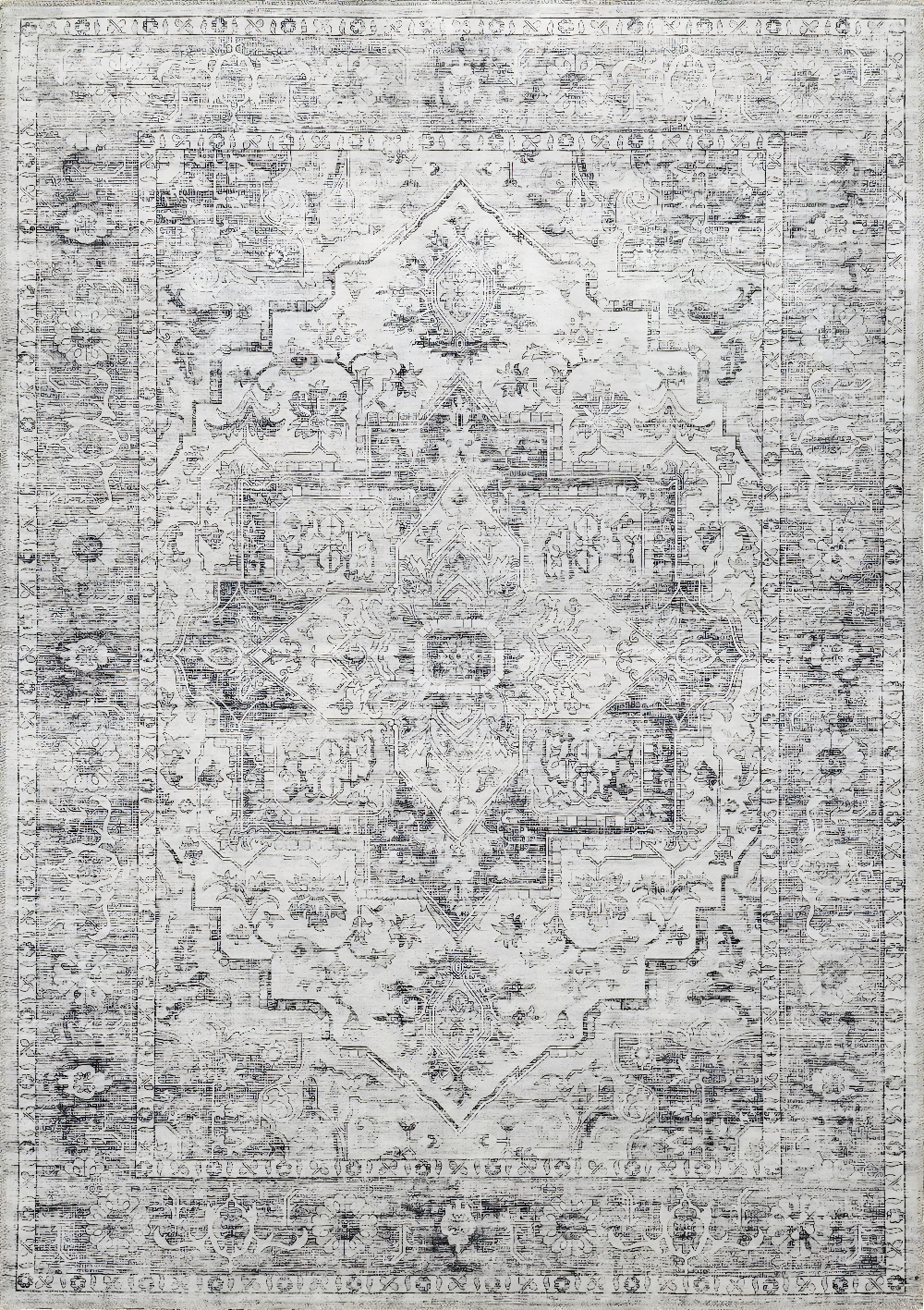 Washable Soft Grey Area Rug Anti-Slip Living Room Carpet