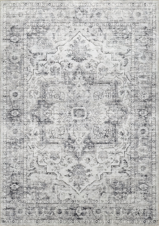 Washable Soft Grey Area Rug Anti-Slip Living Room Carpet